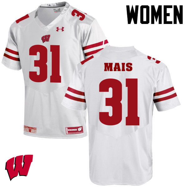 Women Winsconsin Badgers #31 Tyler Mais College Football Jerseys-White